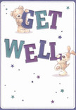 Brimming with heartfelt care, this get well card illustration radiates the optimism Hornchurch residents treasure in small acts of kindness. The soft cream background plays host to two adorable figures-a teddy bear with a fluffy, inviting coat and a cheerful puppy whose ears fall in gentle waves-each engaged in supporting and delivering the 'Get Well' message. Their paws offer a sense of tactile comfort as they interact with the bold, vibrant letters brought to life in indigo and teal, hues reminiscent of the freshest blooms delivered to local homes and hospitals. Scattered stars in varying shades of blue and purple dot the card, conjuring feelings of magic and hopefulness like the promise of spring in Hornchurch's parks. The modular, expressive style infuses a sense of cheer that echoes throughout the community; it's almost as if the illustration offers a warm embrace with every detail. This card, designed to accompany or even replace a bouquet from Hornchurch's favourite florists, becomes an uplifting gesture-perfect for sending comfort and a reminder that someone is truly cared for in times of need.